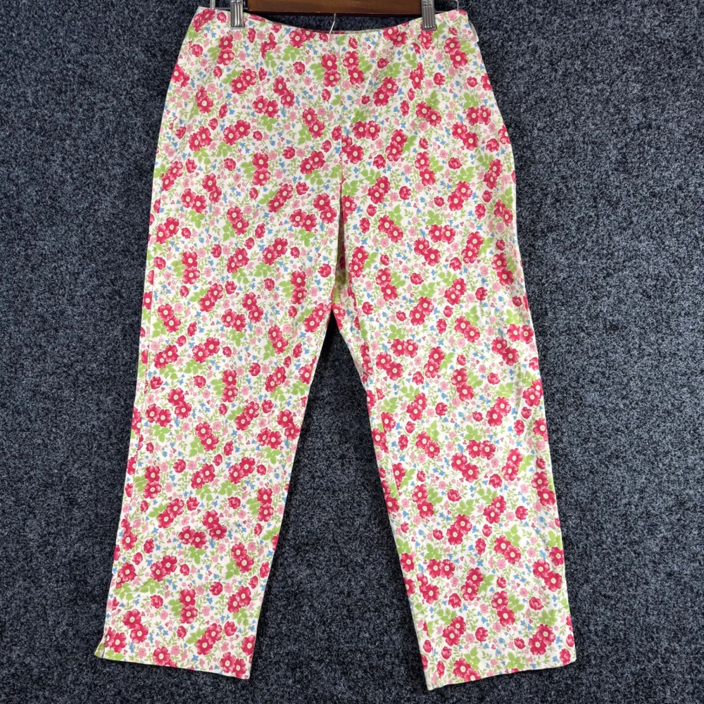 Gap‎ Capri Stretch Pants Womens 6 Floral Print Red Pink Blue Cropped Trousers